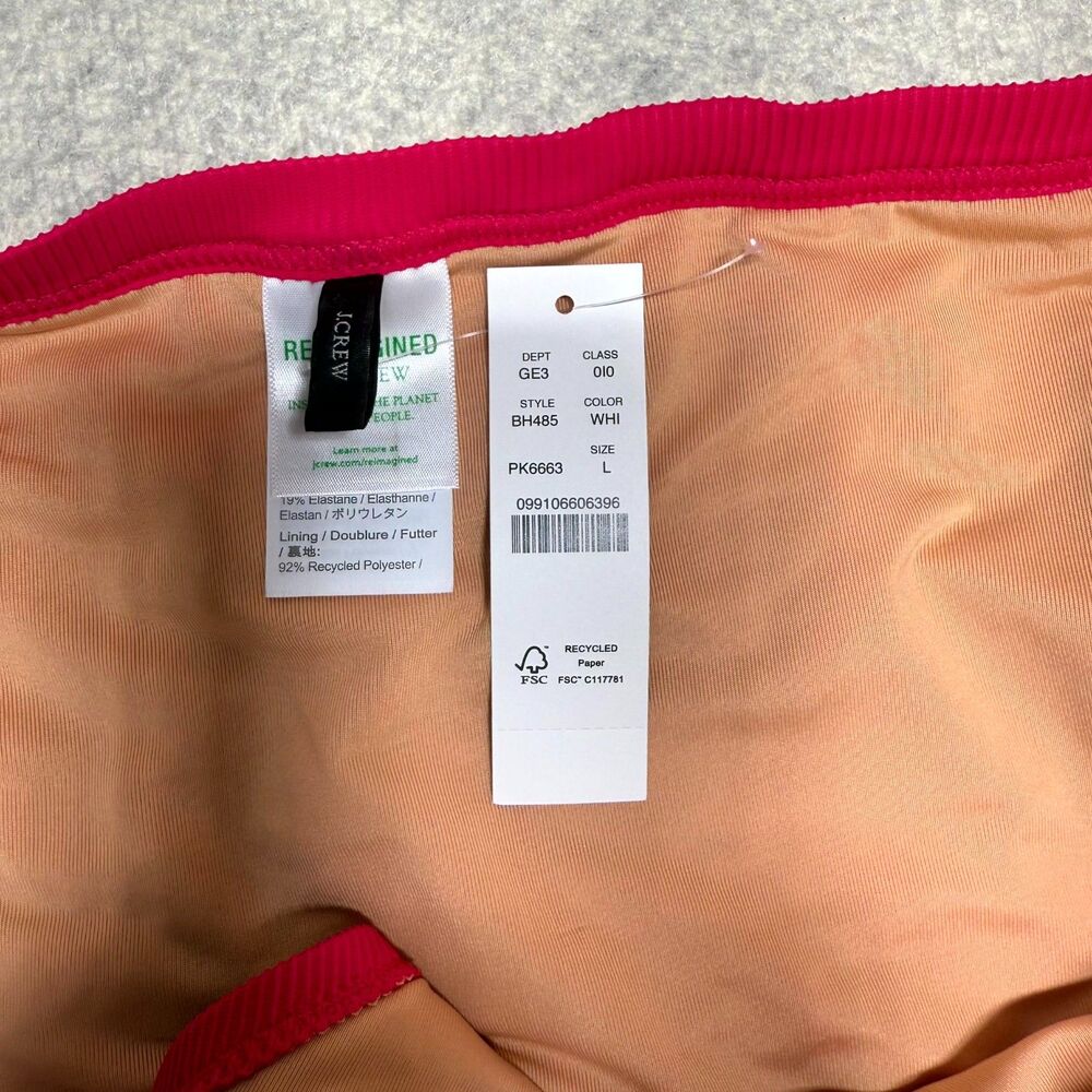 J.Crew Ribbed Bikini Bottoms Bright Pink Ladies Size L NEW BH485 WHI - Picture 2 of 9
